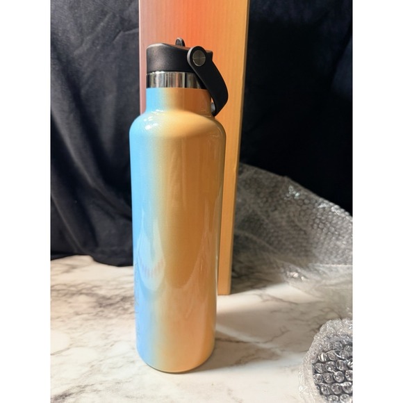 NIB RAINBOW IRON FLASK 20OZ WATER BOTTLE WITH 3 LIDS & A 5 PK STRAWS (2875) - Picture 5 of 11